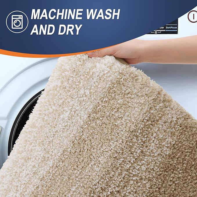 OLANLY Bathroom Rugs Mat 30x20, Extra Soft Absorbent Microfiber Bath Rugs, Rubber Backing, Quick Dry, Machine Washable Bath Mats for Bathroom Floor, Tub and Shower, Home Decor Accessories, Tan