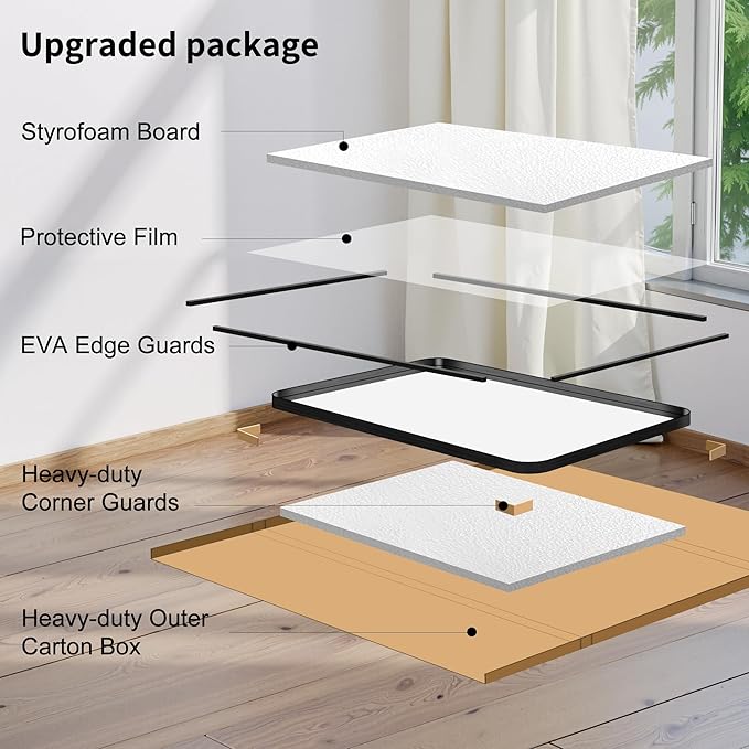 FORBATH 60x30 Inch Large Bathroom Mirror for Double Sinks, Brushed Black Deep Frame Wall Mirror with Rounded Corners, Anti-Rust Tempered Glass for Modern Farmhouse Vanity (Horizontal/Vertical)