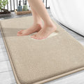 OLANLY Thick Memory Foam Bath Mat Rug 34x21, Extra Soft Absorbent Bathroom Rug, Quick Dry Bath Mats, Non-Slip, Machine Washable Carpet for Bathroom, Tub and Shower, Home Decor Accessories, Beige