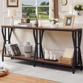 HOMISSUE Sofa Console Table, 70.9" Extra Long Sofa Table with 2-Tier Storage, Industrial Narrow Console Tables Behind Couch, Hallway Table for Entryway, Living Room, Rustic Brown