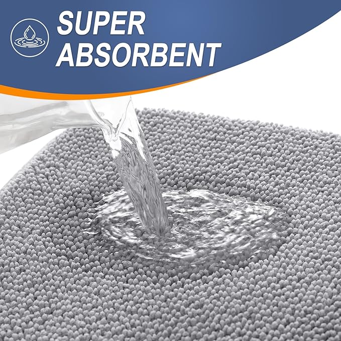 OLANLY Thick Memory Foam Bath Mat Rug 44x24, Extra Soft Absorbent Bathroom Rug, Quick Dry Bath Mats, Non-Slip, Machine Washable Carpet for Bathroom, Tub and Shower, Home Decor Accessories, Grey