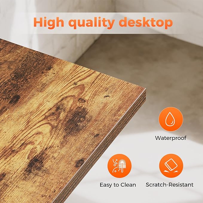 Rolling Computer Desk with Wheels, Gaming Desk for Small Spaces, Modern Simple Style Table for Home Office, Study Writing Table (Caster, Rustic Brown, 40 inch)