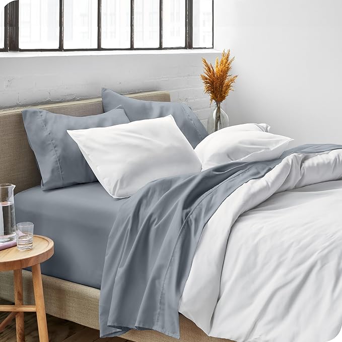 Bare Home Full Sheet Set - 1800 Ultra-Soft Microfiber Full Bed Sheets - Double Brushed - Deep Pockets - Easy Fit - 4 Piece Set - Bed Sheets (Full, Steel Blue)
