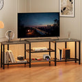 GarveeHome 67 Inch Large TV Stand with LED Lights for 55/65/75 Inch TV, Corner Entertainment Center with Power Outlets, 4 Open Storage Shelves, Media Console for Living Room, Bedroom, Grey
