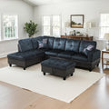 NicBex Sectional Couch 3 Pieces Sofa Set with Right Chaise Lint PVC L Shaped Cloud Couch for Living Room Furniture Sets with Storage Ottoman, Modular Sofa for Living Room & Apartment, Dark Blue+Brown