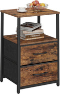 TUTOTAK End Table, Night Stand, Side Table, Nightstand with Cloth Drawer, Bedside Table for Livingroom, Bed Room, Brown TB01BB087