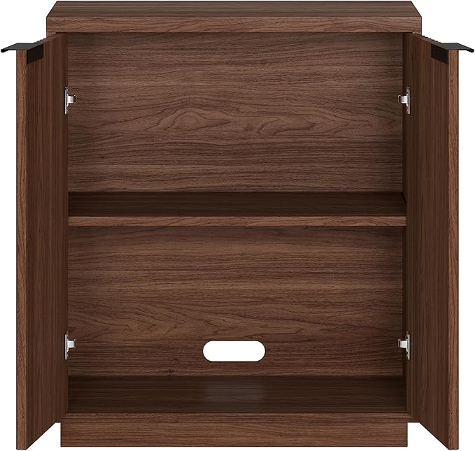 Henn&Hart 28" Wide Rectangular Accent Cabinet in Satin Walnut, for Home, Living Room, Bedroom, Entertainment Room, Office