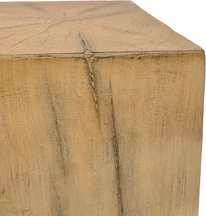 Christopher Knight Home Bard 33.75" Square Living Room Side Table, Wood-Like Distressed Finish End Table, Decorative Accent Table for Indoor Outdoor Usage, Space Saving Furniture, Natural