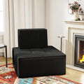 Modular Sherpa Sofa Chair, Cozy Floor Lounge Seating, No Armrests, Small Sofa for Small Spaces, Reading Nook, or Apartment Living, Single, Black
