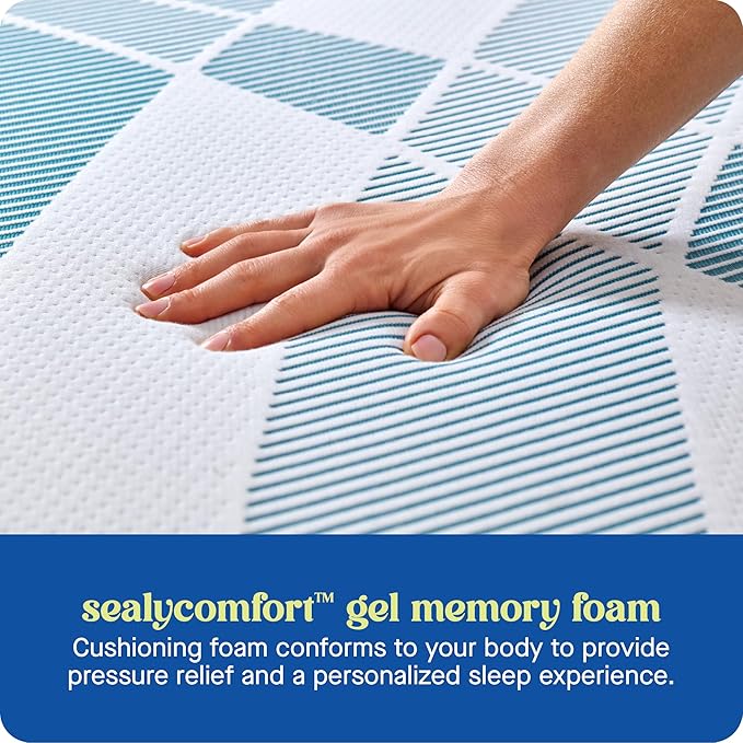 Sealy Dreamlife 14” Hybrid Mattress-in-a-Box, Queen, SealyComfort Gel Memory Foam, SealyResponsive Encased Coils, Machine Washable Cover
