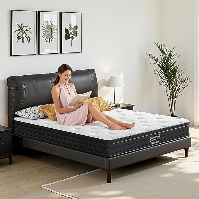 King Size Mattress, 12 Inch 5-Zone Pocket Spring Hybrid Mattress with Gel Memory Foam for Pressure Relief & Peaceful Sleep, Medium Firm, Mattress in a Box