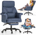 ELABEST C39 Cross Legged Office Chair with Footrest & Convertible Armrests - Pet-Friendly XL Home Desk Chair, Ergonomic Recliner with Lumbar Pillow, Criss Cross Design, Big and Tall Executive Chair