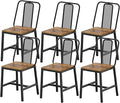 Dining Chairs Set of 6, Wooden Kitchen Chairs, Farmhouse Dining Chairs with Back Support, for Living Room, Kitchen, Rustic Brown and Black CY01L6BR