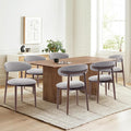 COLAMY Wooden Dining Chairs Set of 6, Modern Fabric Upholstered Dining Room Chair, Farmhouse Kitchen Chairs with Foot Pegs, Light Grey