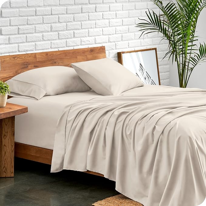 Bare Home Queen Sheet Set - Luxury 1800 Ultra-Soft Microfiber Bed Sheets - Double Brushed - Deep Pockets - Easy Fit - 4 Piece Set - Bedding Sheets & Pillowcases (Queen, Wheat)