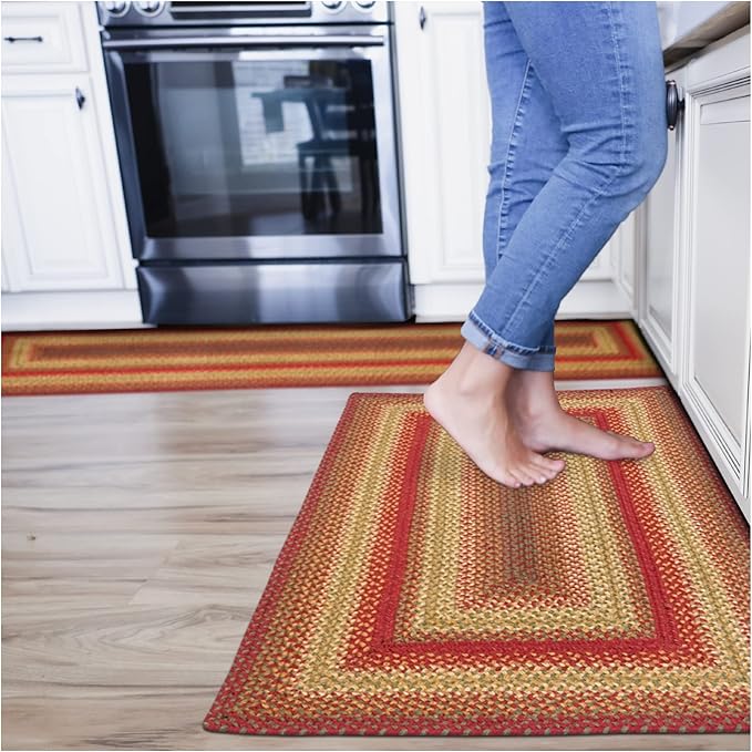 Cider Barn Cranberry Red Small Braided Rug, Jute, 27"x45" Rectangle - Perfect Country Rustic Decor for Entryway, Bathroom, Everywhere