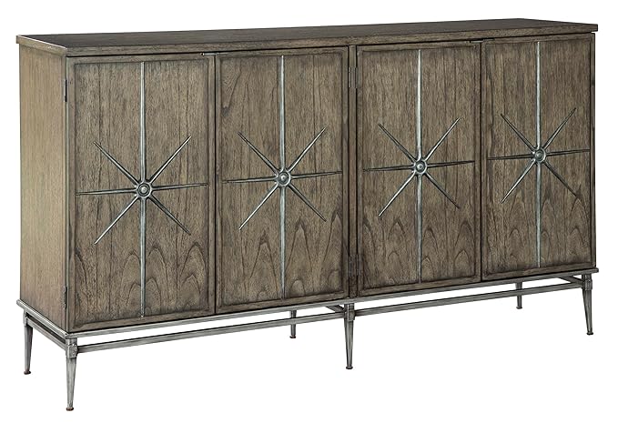 Hekman Accent Entertainment Center - Media Entertainment Cabinet, Solid Wood TV Stand, Media Console Cabinet with Power Pack Outlet, 4 Door and 2 Storage Shelves Each, Modern Living Room Furniture
