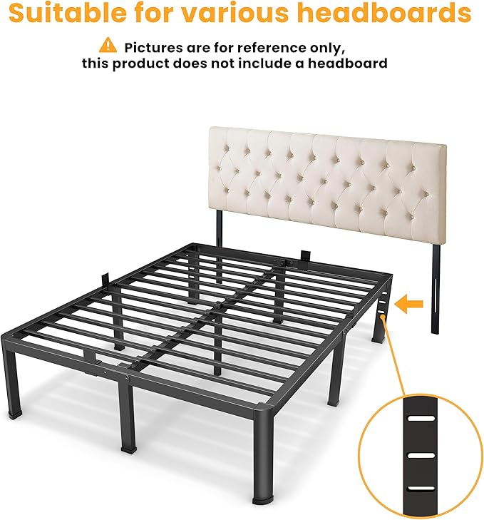 20 Inch Full Size Metal Platform Bed Frame with Round Corners, Storage Space Under High Bed Frame-Heavy Duty Steel Slats Support, Noise Free - Easy Assembly - No Box Spring Needed
