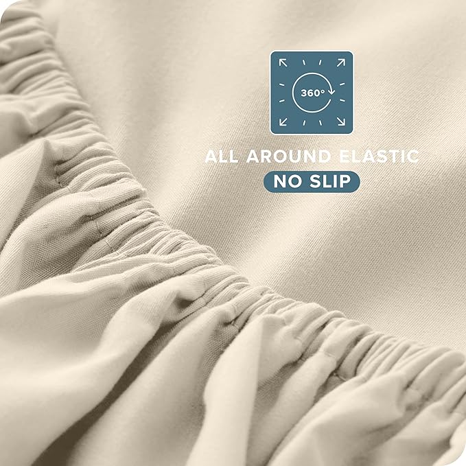 Bare Home Twin Sheet Set - 1800 Ultra-Soft Microfiber Twin Bed Sheets - Double Brushed - Deep Pockets - Easy Fit - Extra Soft - 3 Piece Set - Bedding Sheets & Pillowcases (Twin, Sand)