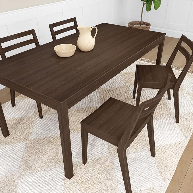 Grain & Grove Davie Dining Room Chairs Set of 4, Solid Wood Modern Kitchen Chair for Living Room, Kitchen, Walnut