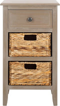 Safavieh Home Collection Everly Drawer White Wash 1-Drawer 2 Removable Baskets Side Table