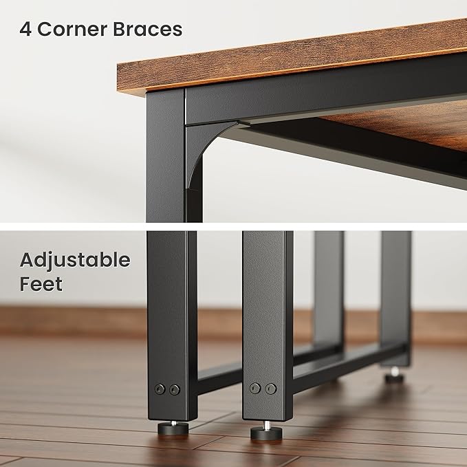 Huuger 63 x 24 inch Desk with Power Outlets & USB-C, Deeper & Thicker Desktop, Robust Metal Tubes, Computer Desk, Heavy Duty Office Desk, Gaming Desk for Home Office, Rutsic Brown and Black