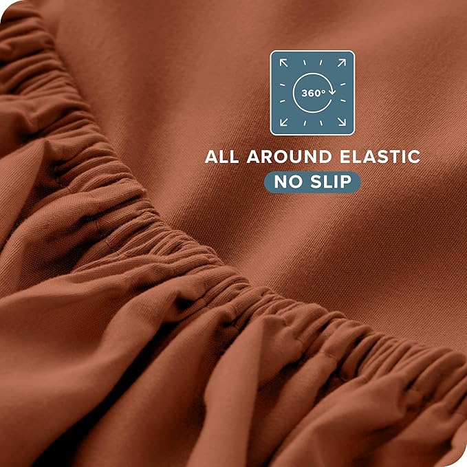 Bare Home California King Sheet Set - 1800 Ultra-Soft Microfiber Cal King Bed Sheets - Double Brushed - Deep Pockets - Easy Fit - 4 Piece Set - Bed Sheets (California King, Terracotta)