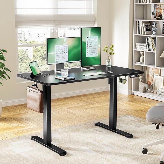 Marsail Electric Standing Desk with One-Piece Desktop,63 x 30 inch Height Adjustable Office Gaming Computer Desk with Deeper Tabletop,Home Office Stand up Desk with 4 Memory Presets, table for Bedroom
