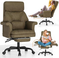 ELABEST C39 Cross Legged Office Chair with Footrest & Convertible Armrests - Pet-Friendly XL Home Desk Chair, Ergonomic Recliner with Lumbar Pillow, Criss Cross Design, Big and Tall Executive Chair