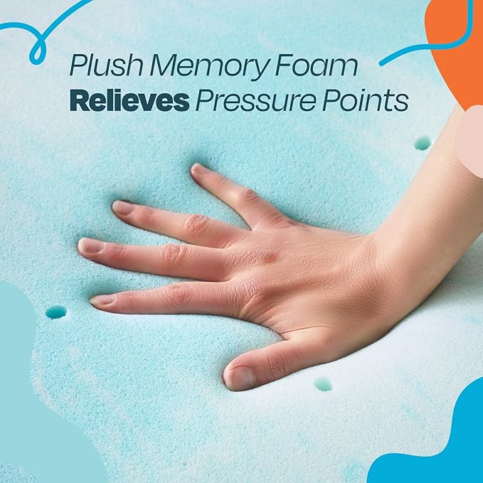 Linenspa 3 Inch Gel Swirl Memory Foam Mattress Topper – Cooling Gel Infused – Pressure Relieving Bed Topper - Mattress Pad – CertiPUR Certified - Twin Size