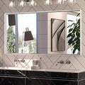 Keonjinn 48 x 24 in Brushed Silver Bathroom Vanity Mirror Rectangular Metal Framed Mirror for Wall Modern Farmhouse Rectangle Mirror Decorative Silver Mirror for Bathroom Sink(Horizontal/Vertical)