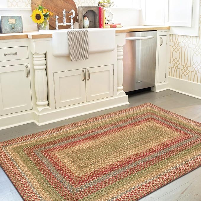 Azalea Multi Color Jute Braided Rug, 20x30 Rectangle - Perfect Country Primitive Decor for Kitchen, Entryway, Everywhere