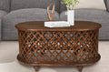The Wooden Town Solid Mango Wood Coffee Table - Oval Center Table for Living Room, Tea Table, Wooden Accent Table, 36x21x18 Inches - Handcrafted Modern Furniture for Home Décor