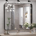 TokeShimi 36 x 36 Inch Wall Mirror Black Bathroom Vanity Mirror with Metal Frame Aluminum Alloy Soft Rounded Corner for Modern Farmhouse Wall Decor 1”Deep Set Design (Horizontal/Vertical)