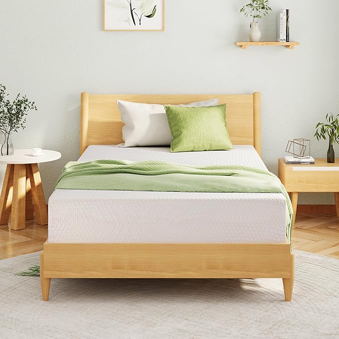 Twin XL Memory Foam Mattress, 10 Inch Bed Mattress in a Box with Cooling Green Tea Gel, Relieve Pressure with Medium Support, CertiPUR-US Certified, 80''L x 38''W, White