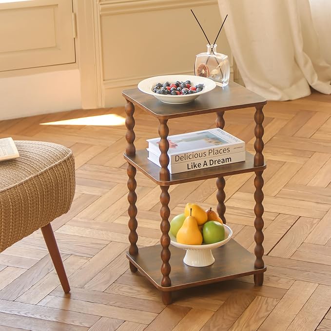 Side Table, Small End Table with Storage Shelf, Modern Bedside Table Night Stand for Living Room, Bedroom, Office and Small Spaces (Rustic Brown)