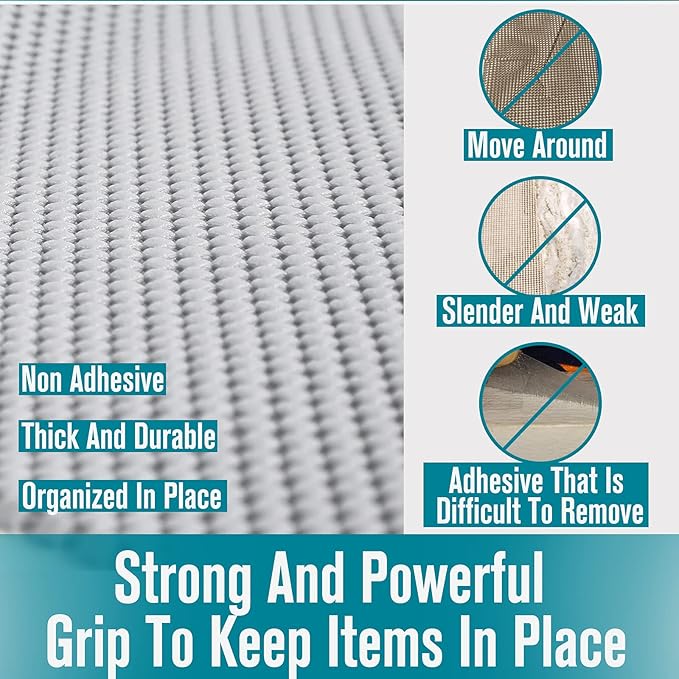 Shelf and Drawer Liner, Non-Adhesive Non Slip and Grip Durable Clean Pad Full Size 17.7 Inches x 20 Feet for Drawers, Shelves, Cabinets, Storage, Kitchen, Desks, Kitchenware, Tableware, Beige