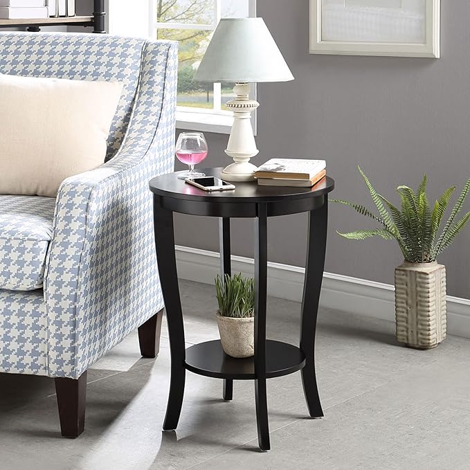 Convenience Concepts American Heritage Round End Table, Black