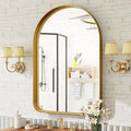 Arched Bathroom Mirror - 36x24 Inch Gold Bathroom Mirror for Wall - Aluminum Alloy Framed Mirror - Arched Top Bathroom Vanity Mirror for Living Room, Bedroom, Mantel, Entryway, and Hallways