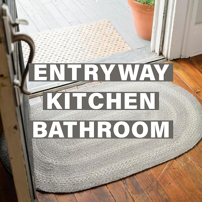 Grey Cloud Jute Braided Rug Runner, 22x72 Rectangle - Grey, Warm Farmhouse Country Decor, Perfect for Laundry Rooms, Kitchens and Entryways - Reversible and Durable