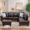 L Shaped Sectional Couches, Leather Couch Modular Sectional Sofa with Ottoman Storage, Modern L Shaped Couch with Chaise for Living Room Bedroom Apartment Furniture, Black