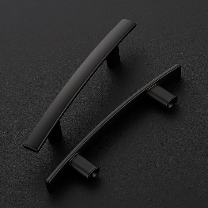 30 Pack Cabinet Handles 3" Hole Center - Curved Cabinet Pulls Black Drawer Pulls for Kitchen Cupboard Solid Hardware for Dresser Drawer Arch Hardware