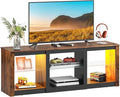 WLIVE LED TV Stand for 65 Inch TV, Modern Entertainment Center with Adjustable Glass Shelves & Customizable LED Lights, Sturdy Media Console for Living Room, Bedroom,Gaming (Brown)