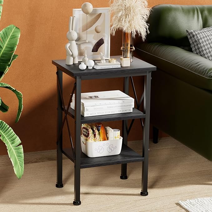VECELO Modern Nightstands X-Design Side End Table Night Stand with Storage Shelf for Bedroom,Living Room,