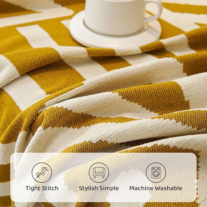 STACYPIK Boho Mustard Yellow Couch Cover Sofa Cover for Dogs Reversible Furniture Protector for 2 Cushion Couch Washable Sectional Sofa Covers Loveseat Cover Non Slip Pet Protector Cover-71X102IN