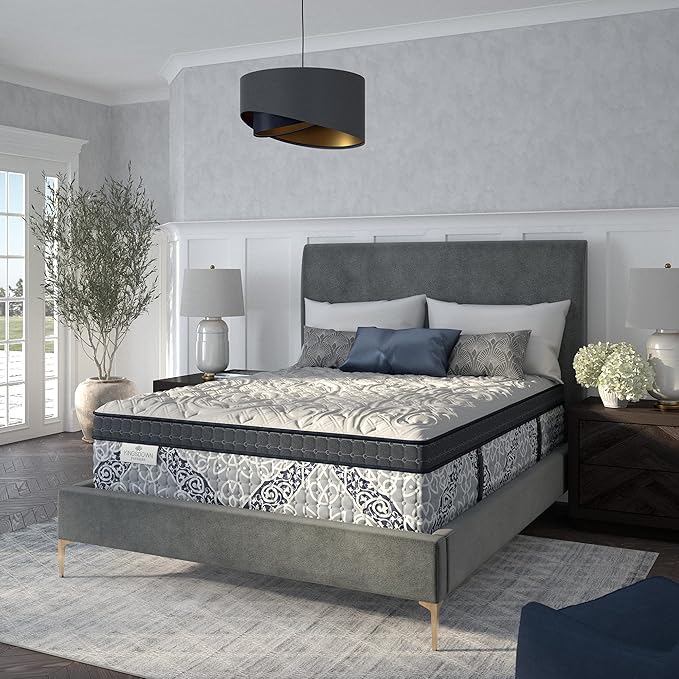 Kingsdown Passions Kelbrooke 16" Ultra Plush Euro Pillow Top Hybrid Mattress King, Gel Memory Foam Layer Motion Isolation Quilted Top Premium Mattress