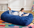 Hobestluk 6FT Bean Bag Chair Large Beanbag Lounger with Removable Cover Adult Bean Bag Chair with Portable Handle Desgin for Living Room Bedroom (Blue, 6FT)