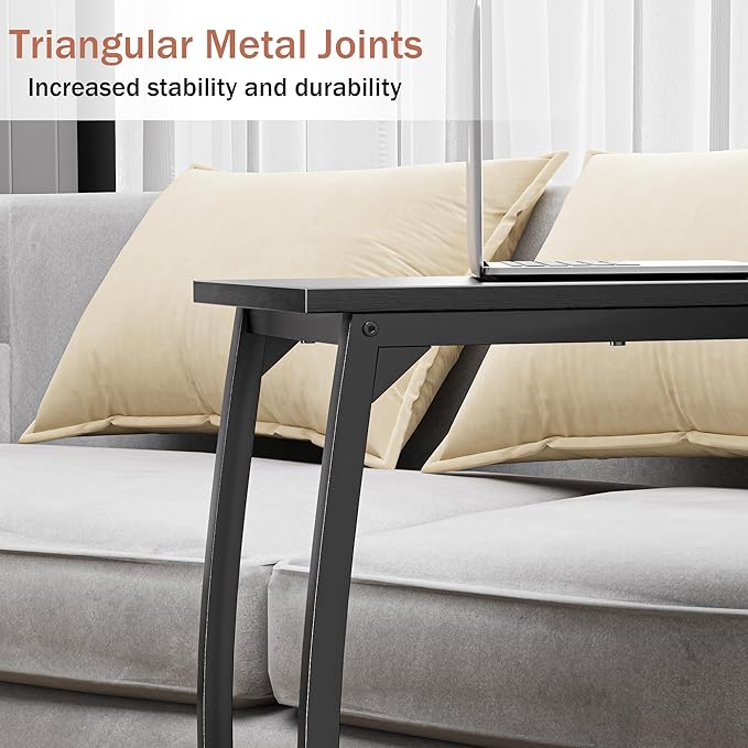 C-Shaped End-Table Set of 2 - Side Table for Couch,Curved Support Legs, Slide Under Couch Table for Sofa, TV Tray Table for Living Room Bedroom(Black)
