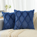 decorUhome Throw Pillow Covers 22x22 Inch Set of 2, Soft Plush Faux Fur Wool Dark Blue Couch Pillow Covers, Decorative Neutral Pillow Cases for Bed Sofa Living Room Home Decor