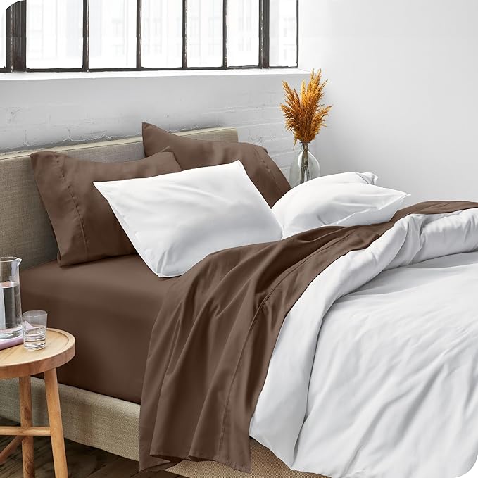 Bare Home King Sheet Set - Luxury 1800 Ultra-Soft Microfiber King Bed Sheets - Double Brushed - Deep Pockets - Easy Fit - 4 Piece Set - Bedding Sheets & Pillowcases (King, Cocoa)